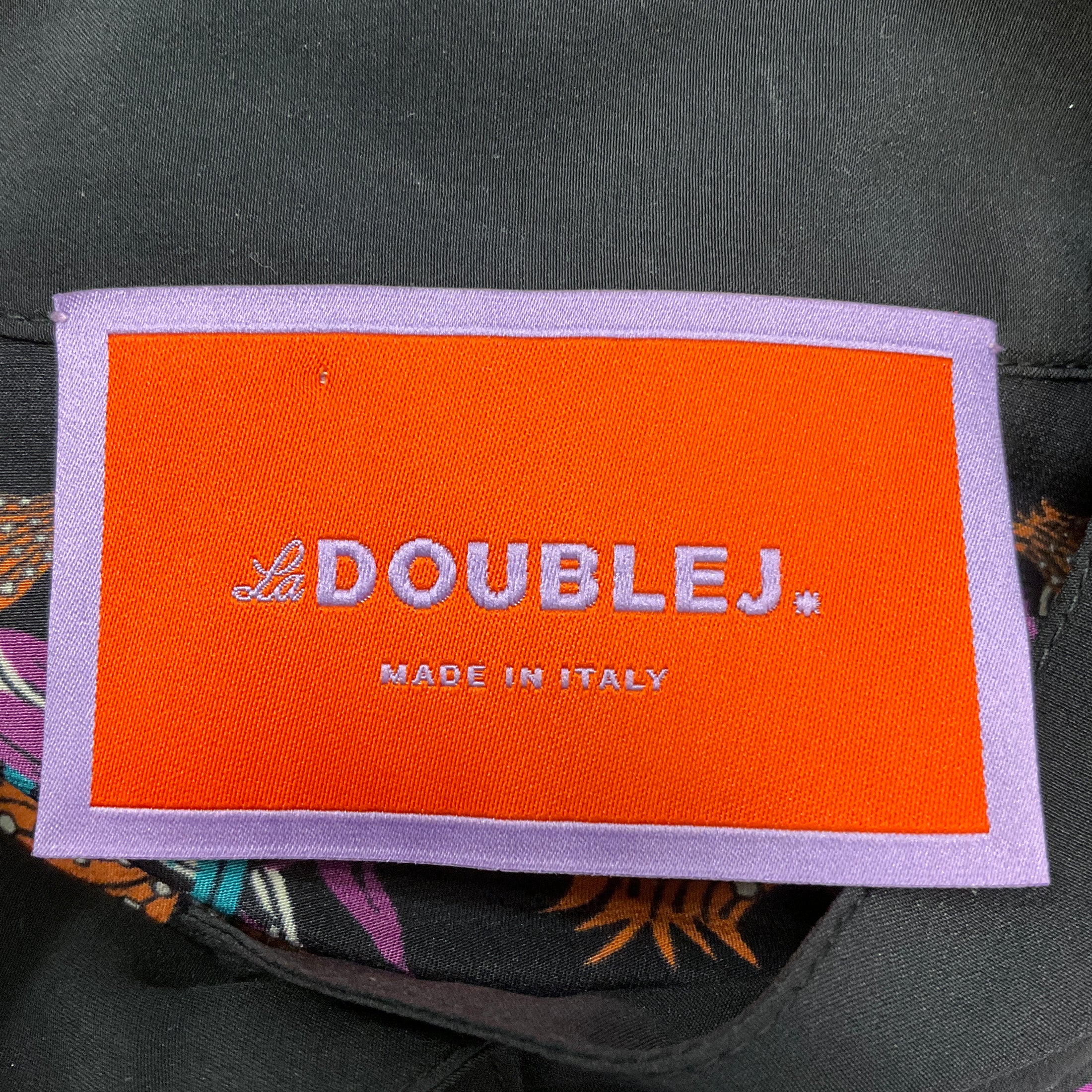 La DoubleJ Black / Purple Multi Printed Silk Shorty Dress