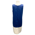 Load image into Gallery viewer, Balenciaga Blue / Ivory Sleeveless Silk Twill Shift Dress
