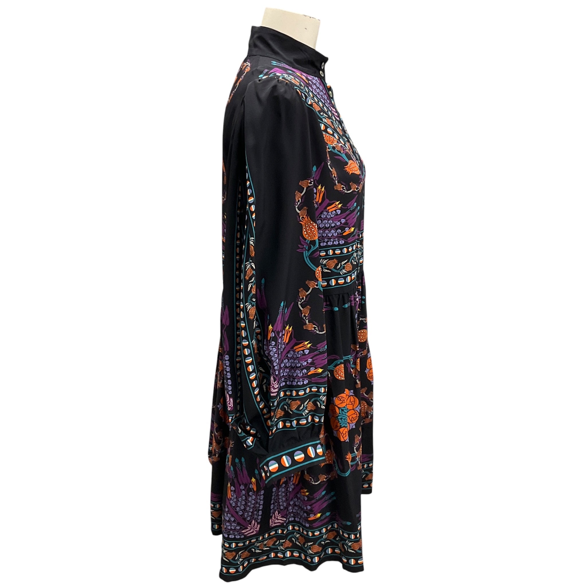 La DoubleJ Black / Purple Multi Printed Silk Shorty Dress
