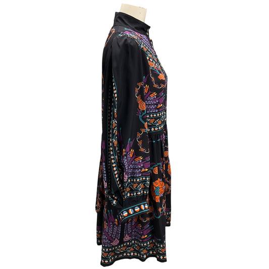 La DoubleJ Black / Purple Multi Printed Silk Shorty Dress