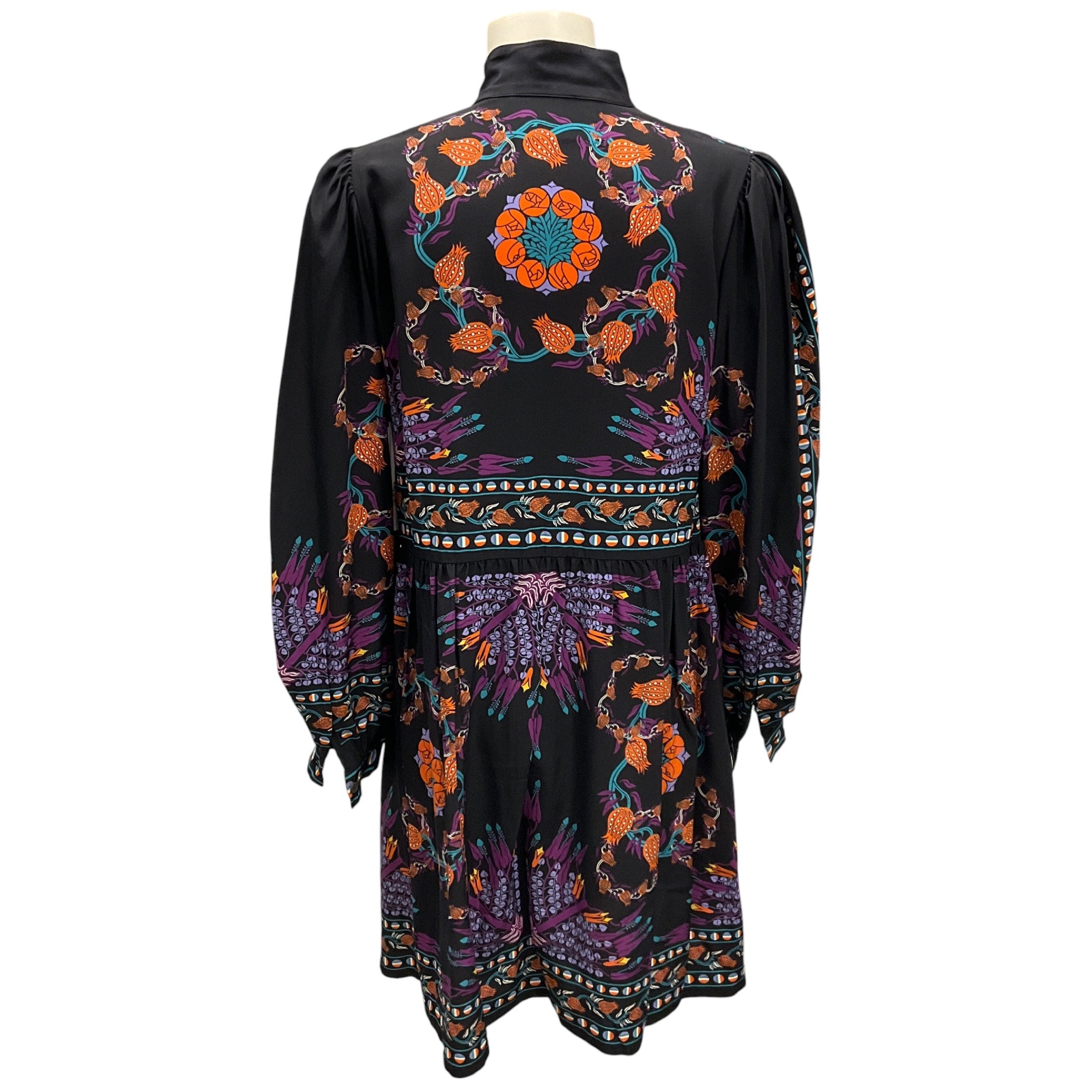 La DoubleJ Black / Purple Multi Printed Silk Shorty Dress