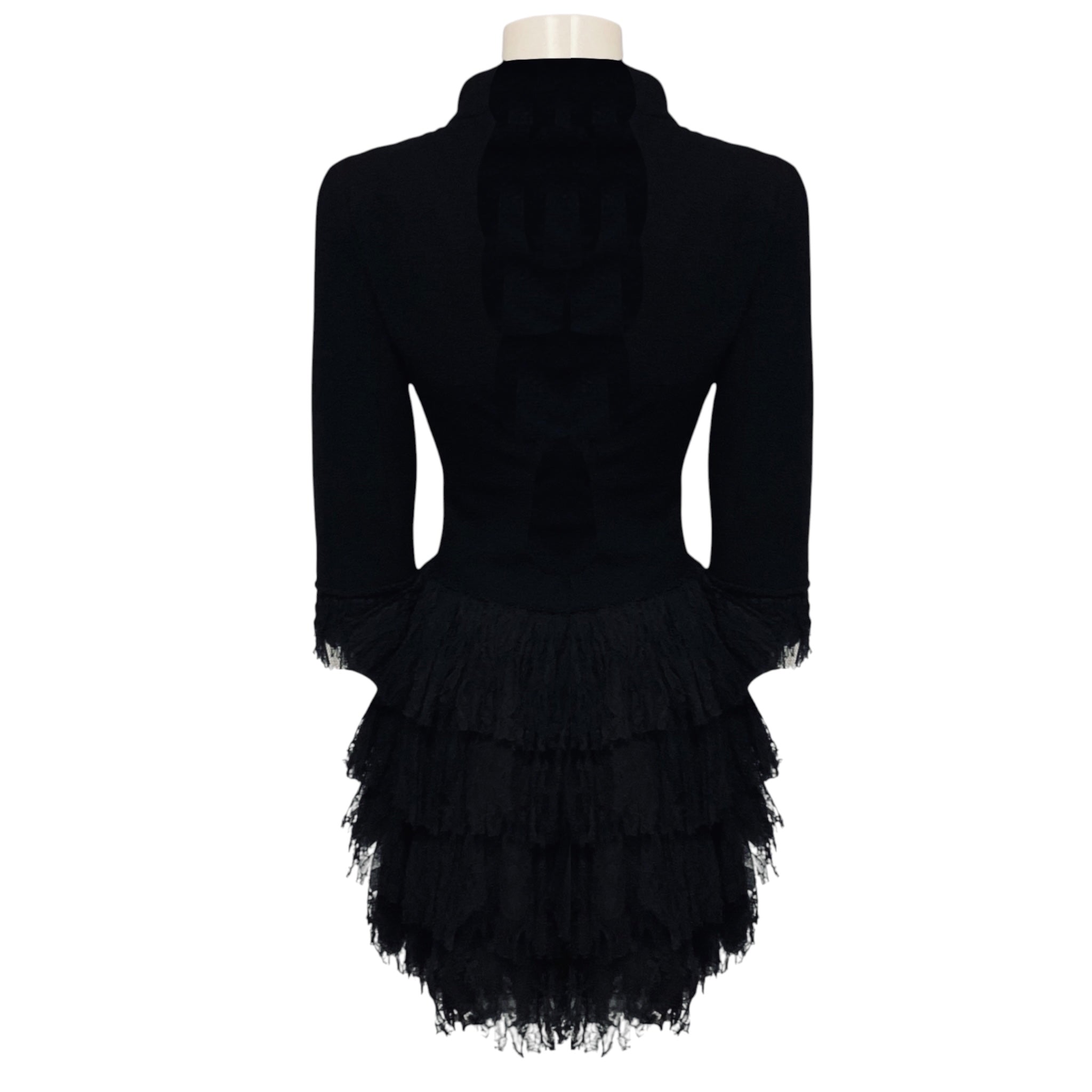 Chanel Couture Vintage Black Tweed and Lace Tulle Mini Cocktail Dress