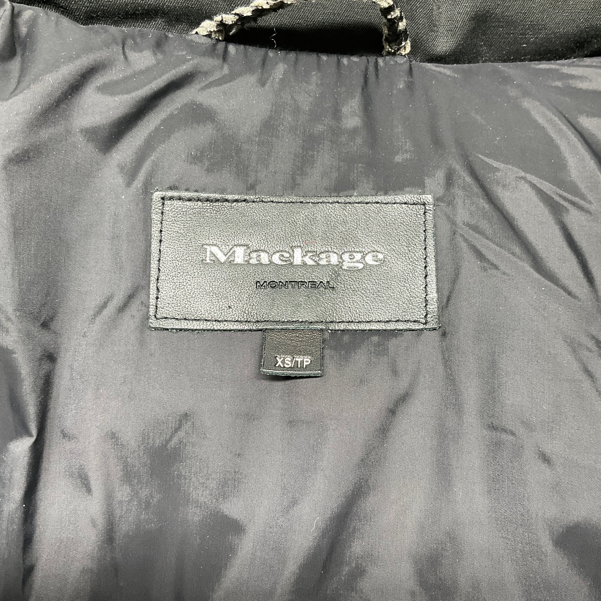 Mackage Black Puffer Coat with Leather Sleeves and Fur Trimmed Hood