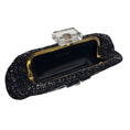 Load image into Gallery viewer, Chanel Black / White Crystal Embellished Tweed Evening Clutch Bag
