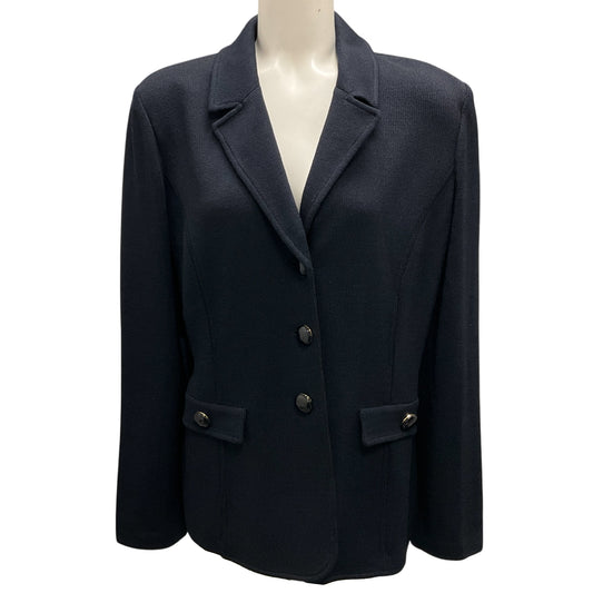 St. John Collection Navy Blue 2018 Button-Front Wool Knit Jacket