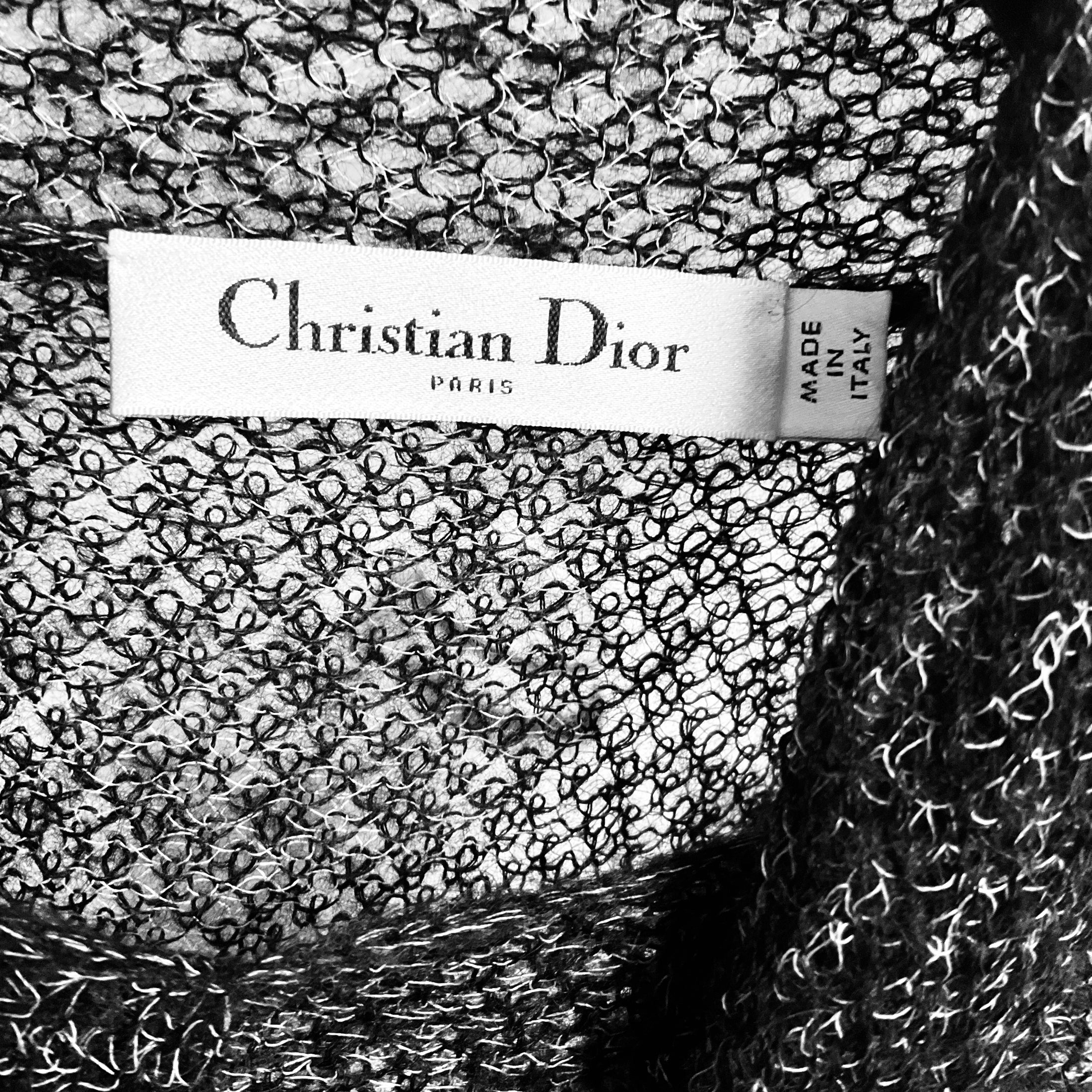 Christian Dior Black Mohair, Alpaca, and Silk Knit Ascot Sweater