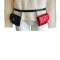 Load image into Gallery viewer, Chanel Black / Red 2020 Patent Quilted Belt In Love Double Mini Flap Waist Bag
