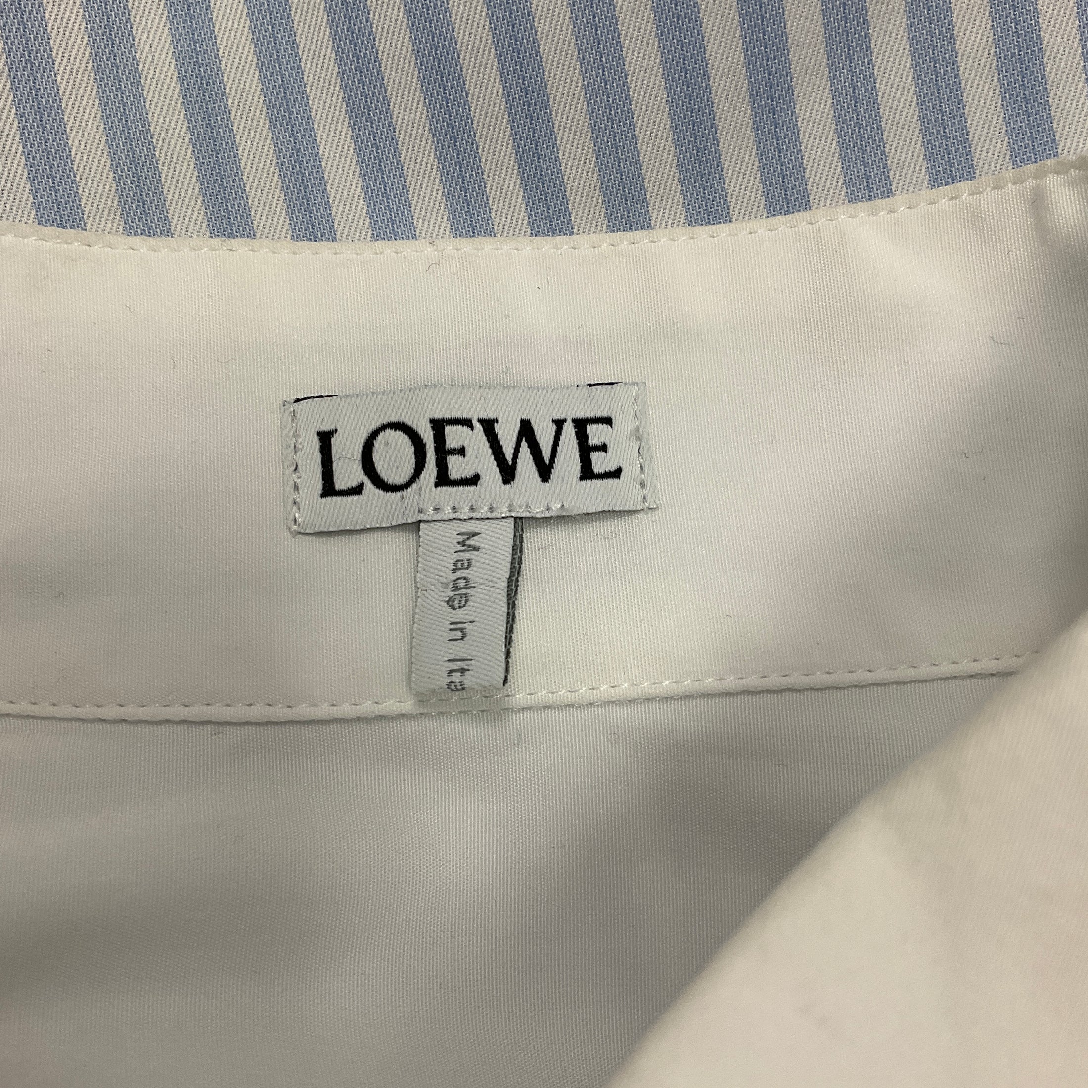 Loewe Blue / White Striped Asymmetric Cotton Blouse