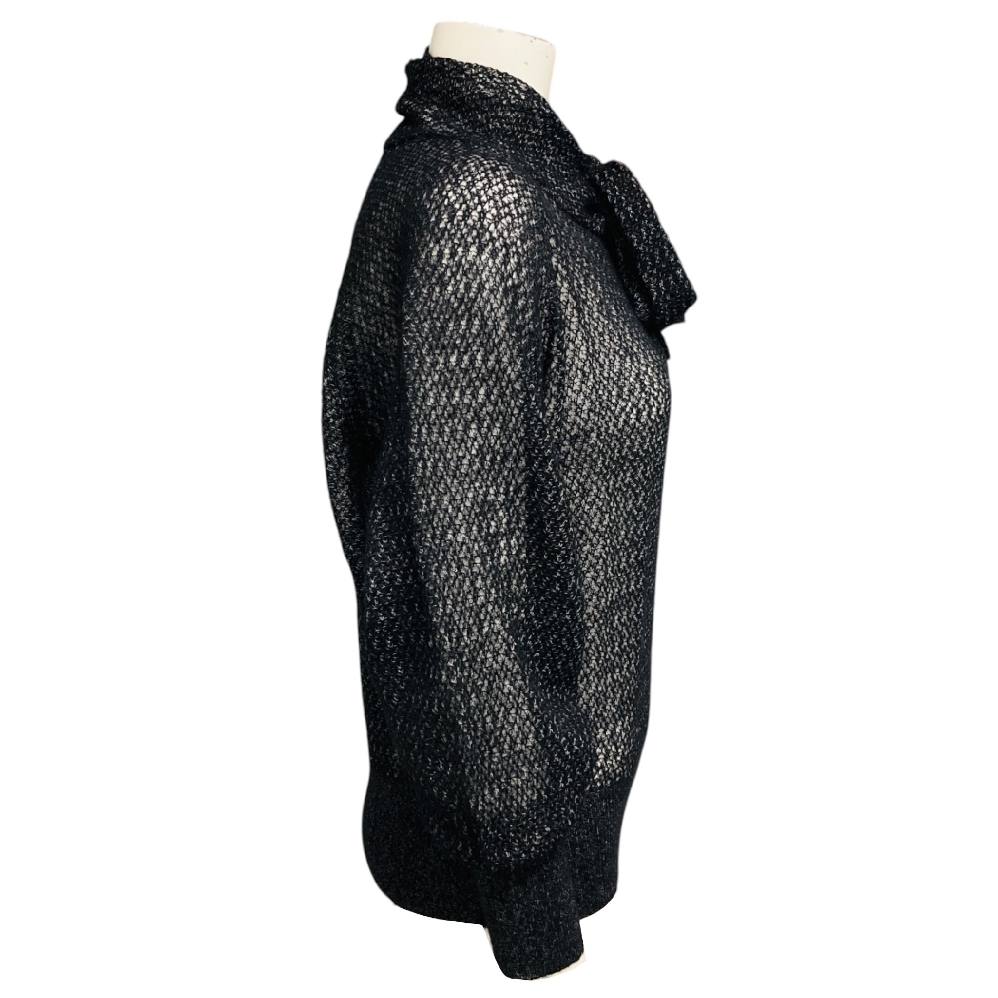 Christian Dior Black Mohair, Alpaca, and Silk Knit Ascot Sweater