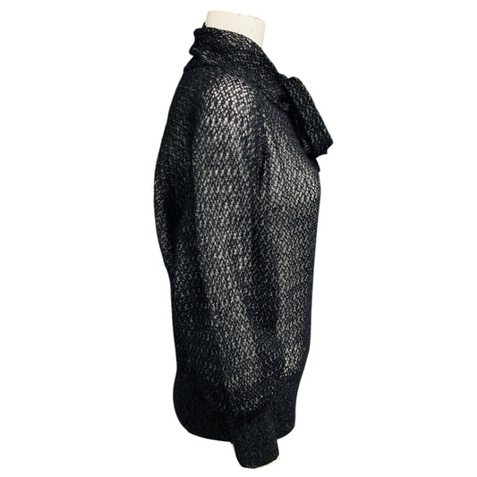 Christian Dior Black Mohair / Alpaca / Silk Knit Ascot Sweater