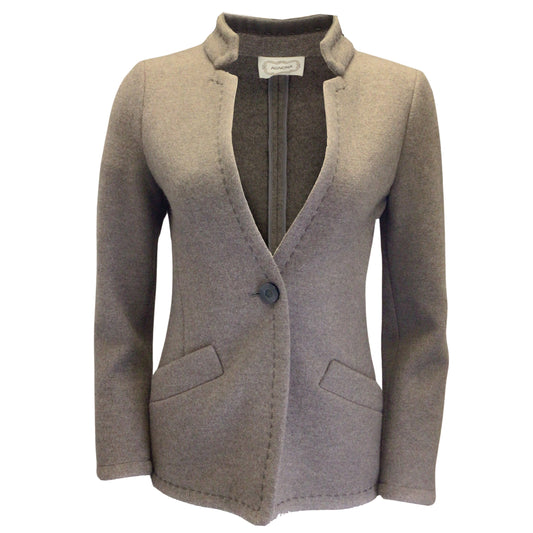 Agnona Taupe One-Button Wool Jacket