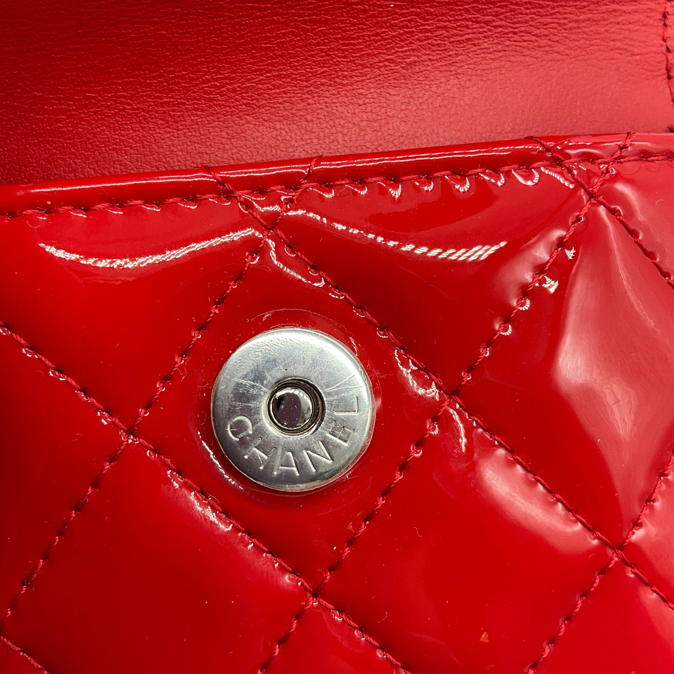 Chanel Black / Red 2020 Patent Quilted Belt In Love Double Mini Flap Waist Bag