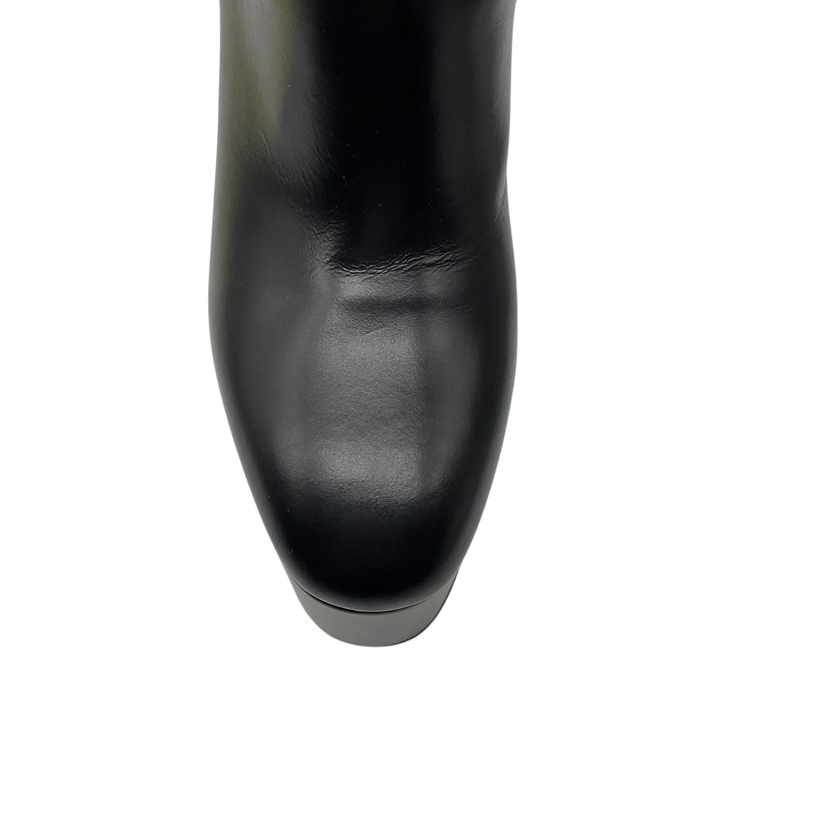 Valentino Black Platform Leather Ankle Boots with Gold VLogo Detail