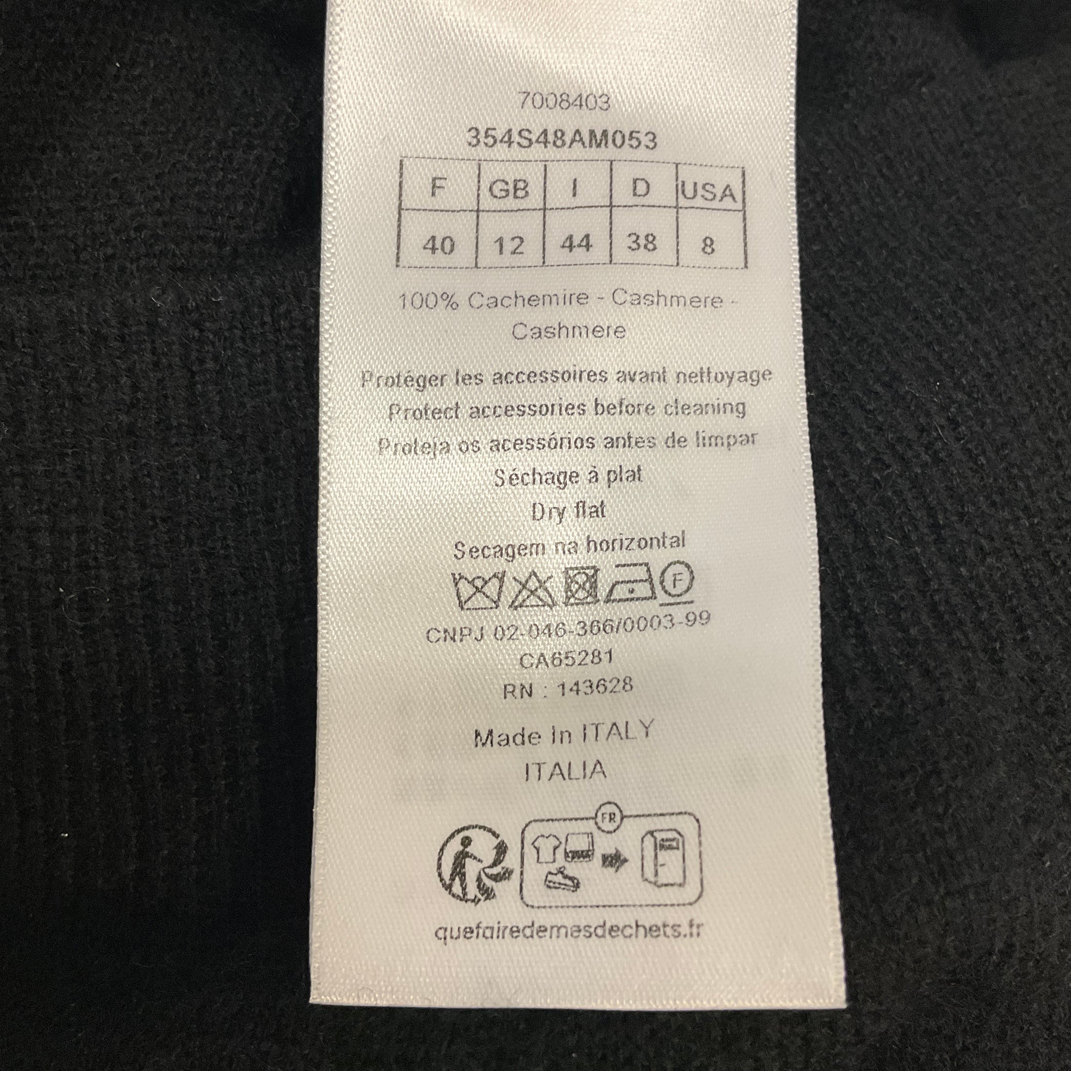 Christian Dior Black Cashmere Knit Sweater with CD Logo Pearl Buttons