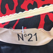 No. 21 Red / Black Leopard Printed Midi Skirt