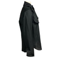 Load image into Gallery viewer, Christian Dior Black CD Logo Bee Embroidered Button Front Silk Blouse with Ruffle Collar
