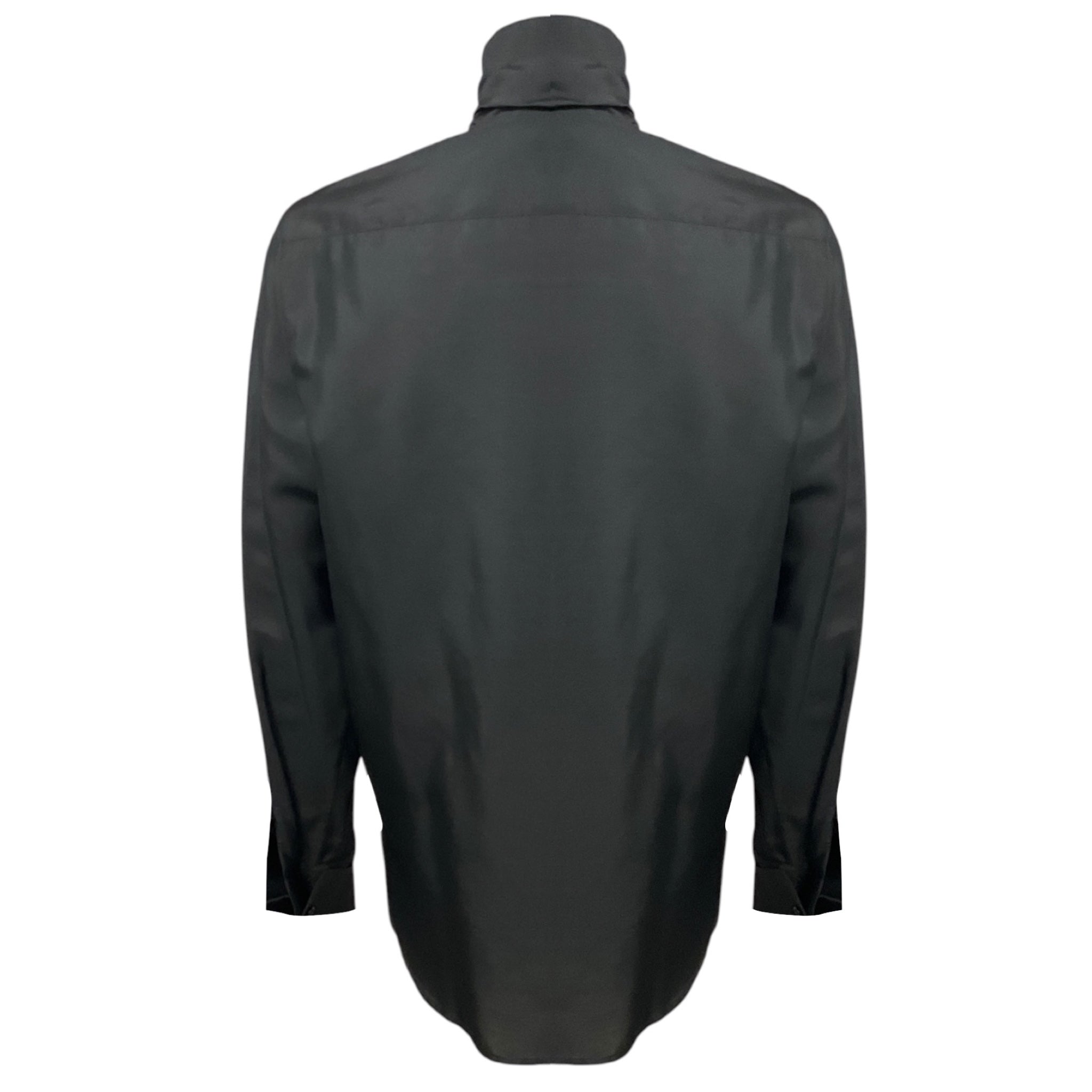 Christian Dior Black CD Logo Bee Embroidered Button Front Silk Blouse with Ruffle Collar