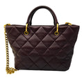 Load image into Gallery viewer, Chanel Burgundy 2023 CC Logo Quilted Lambskin Leather Shopper Tote Handbag with Brushed Gold Hardware
