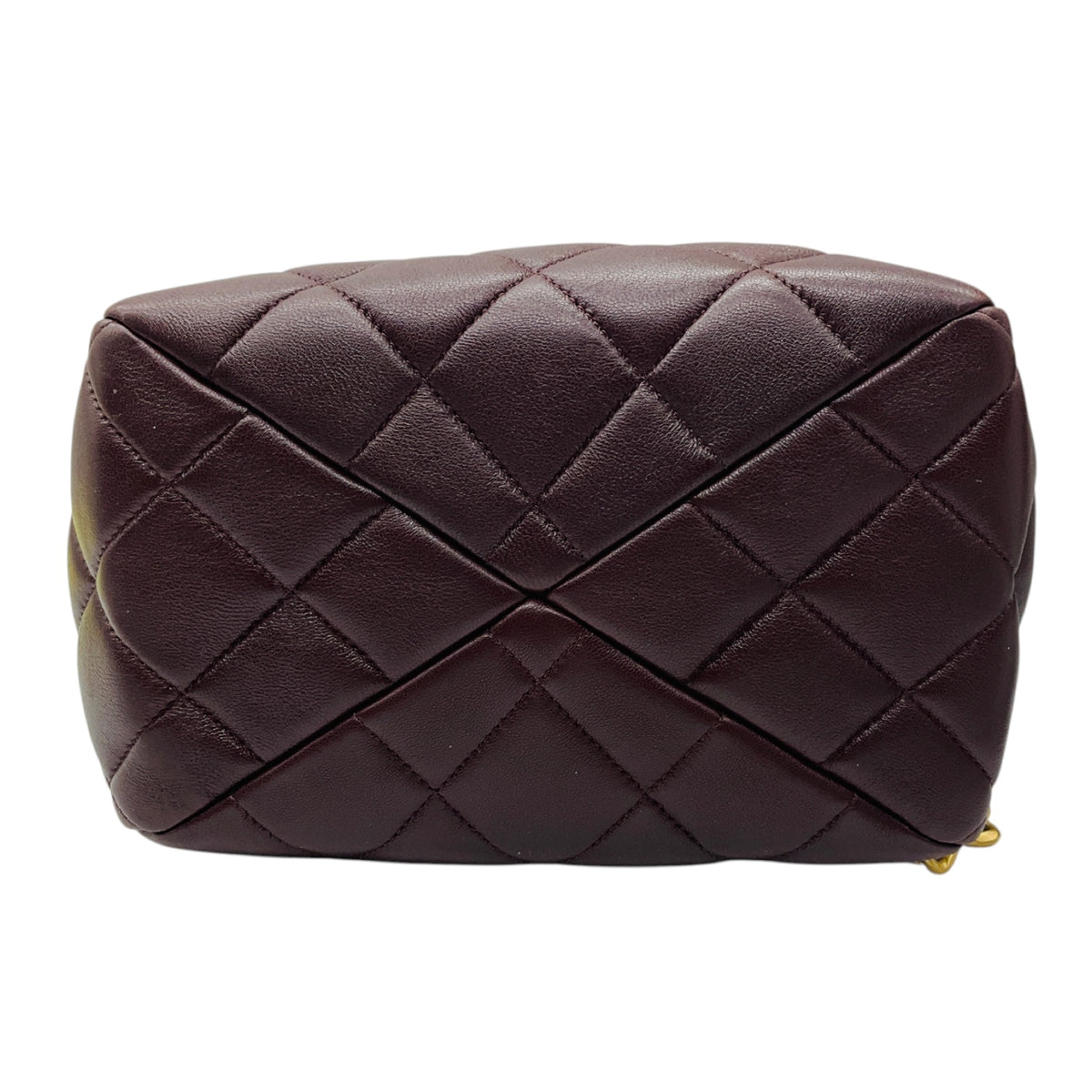 Chanel Burgundy 2023 CC Logo Quilted Lambskin Leather Shopper Tote Handbag with Brushed Gold Hardware