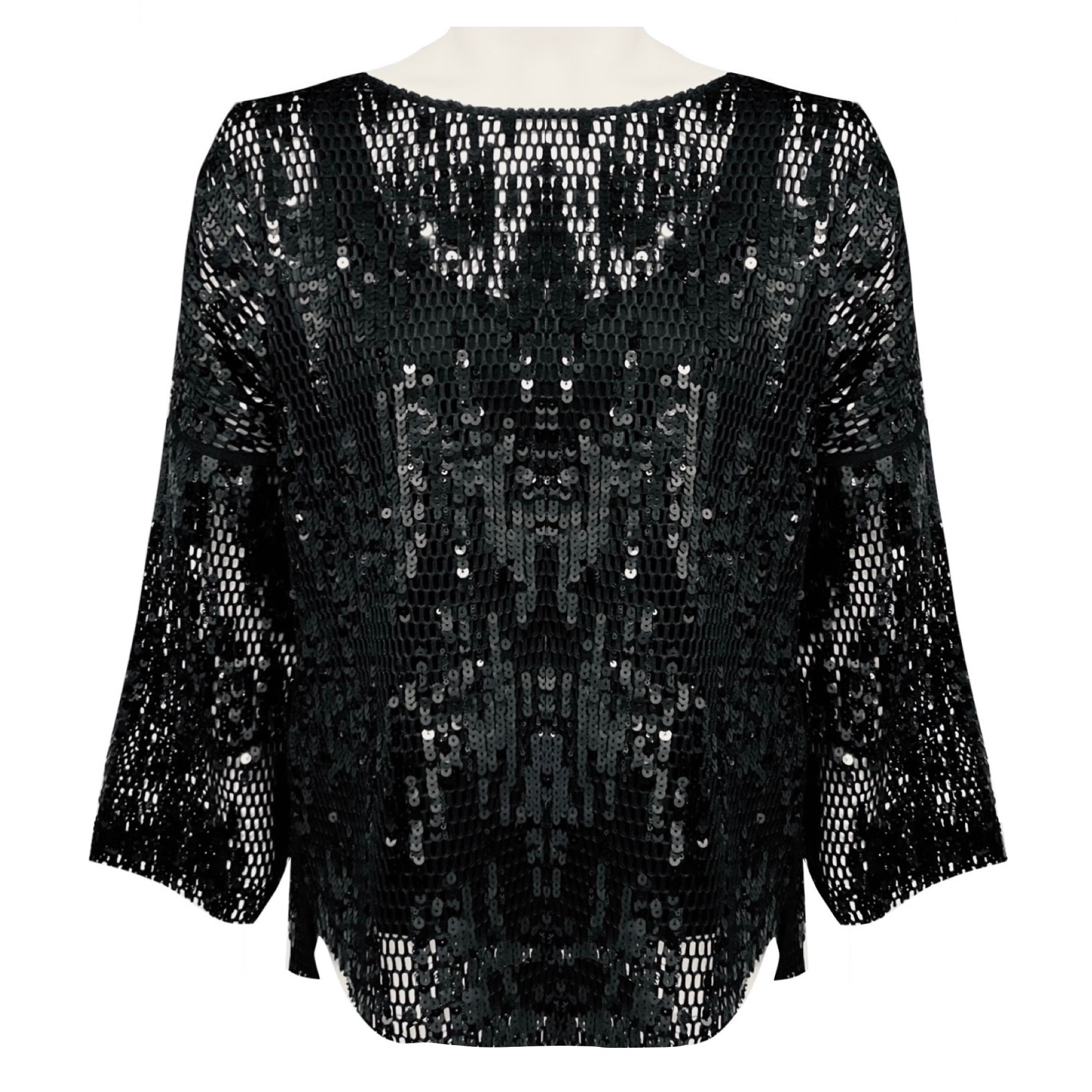 Akris Punto Black Sequined Mesh Top