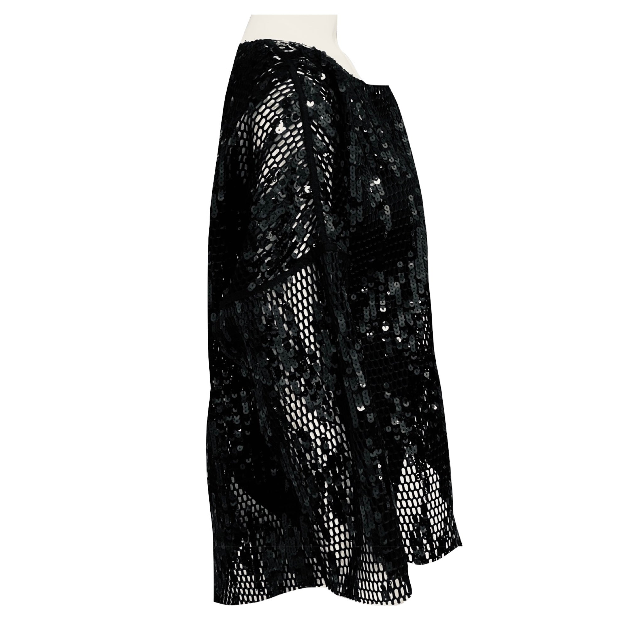 Akris Punto Black Sequined Mesh Top