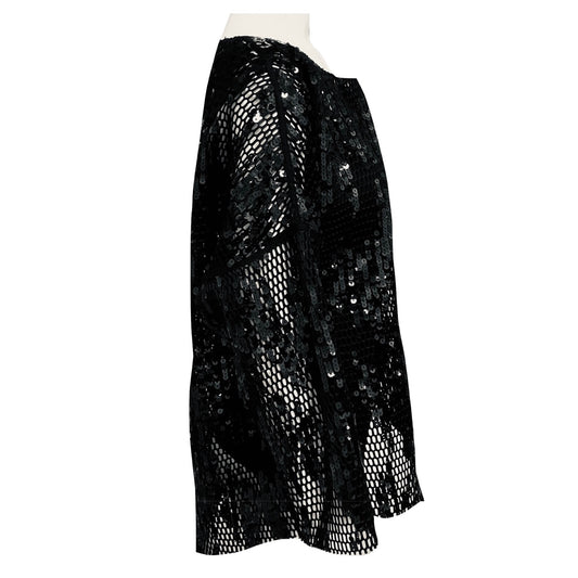 Akris Punto Black Sequined Mesh Top