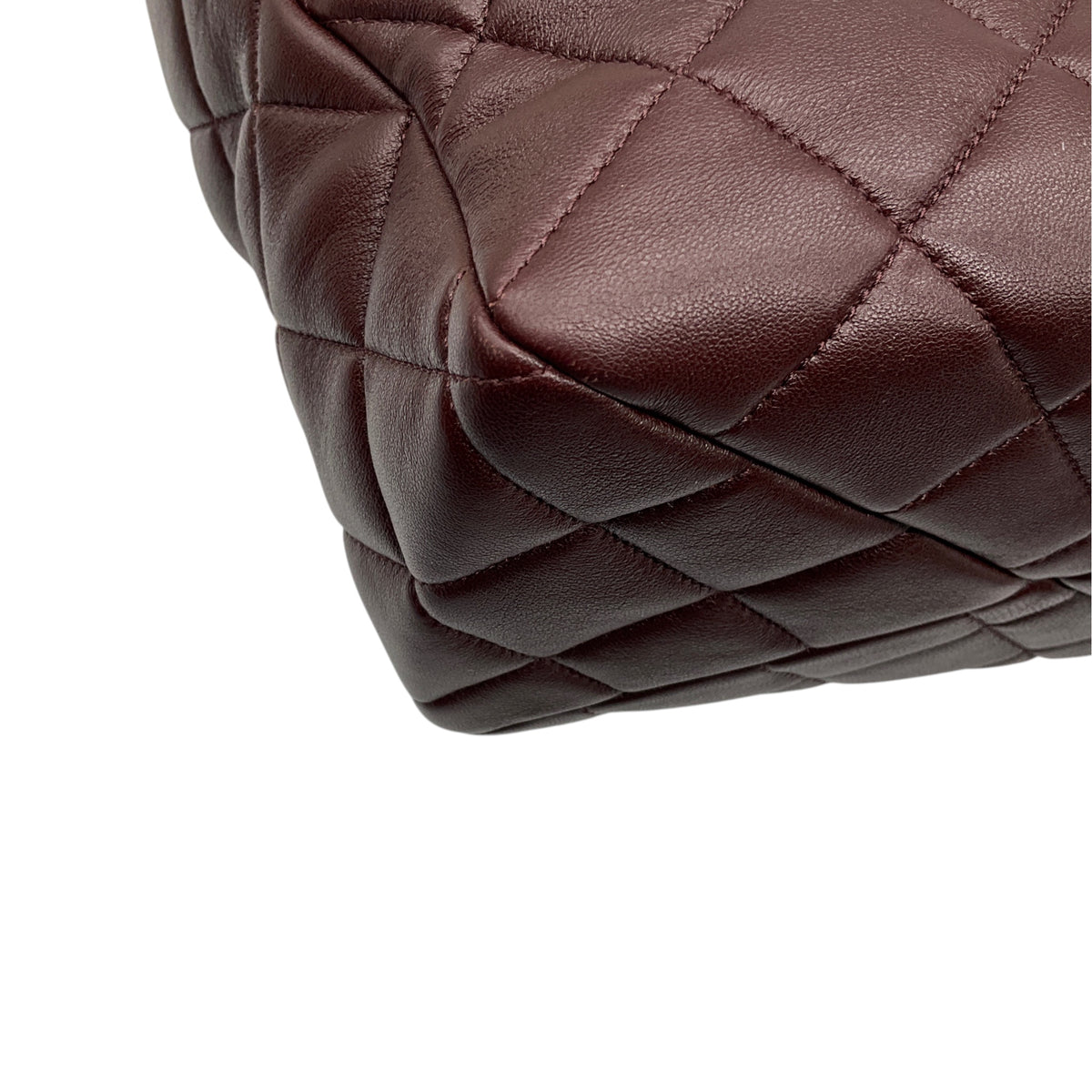 Chanel Burgundy 2023 CC Logo Quilted Lambskin Leather Shopper Tote Handbag with Brushed Gold Hardware