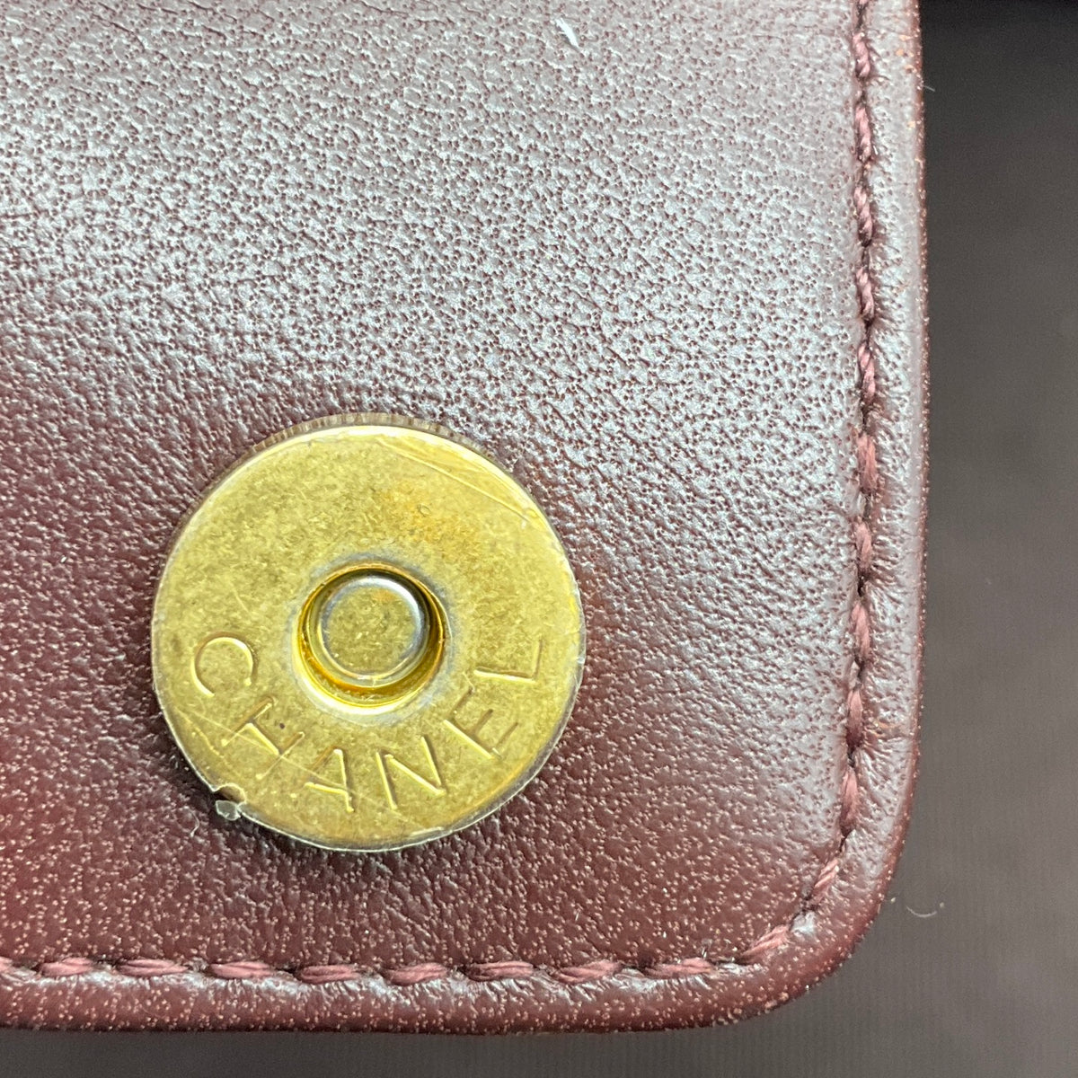 Chanel Burgundy 2023 CC Logo Quilted Lambskin Leather Shopper Tote Handbag with Brushed Gold Hardware