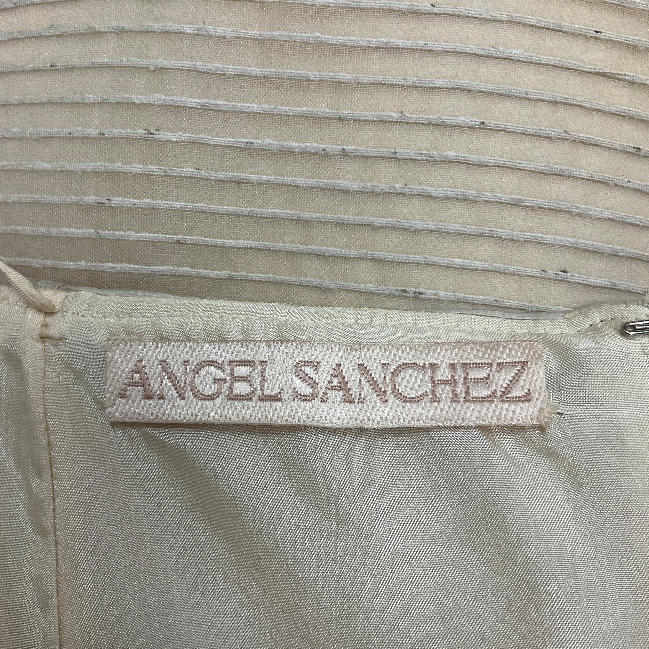 Angel Sanchez Cream Raw Silk Jacket and Skirt Suit Set