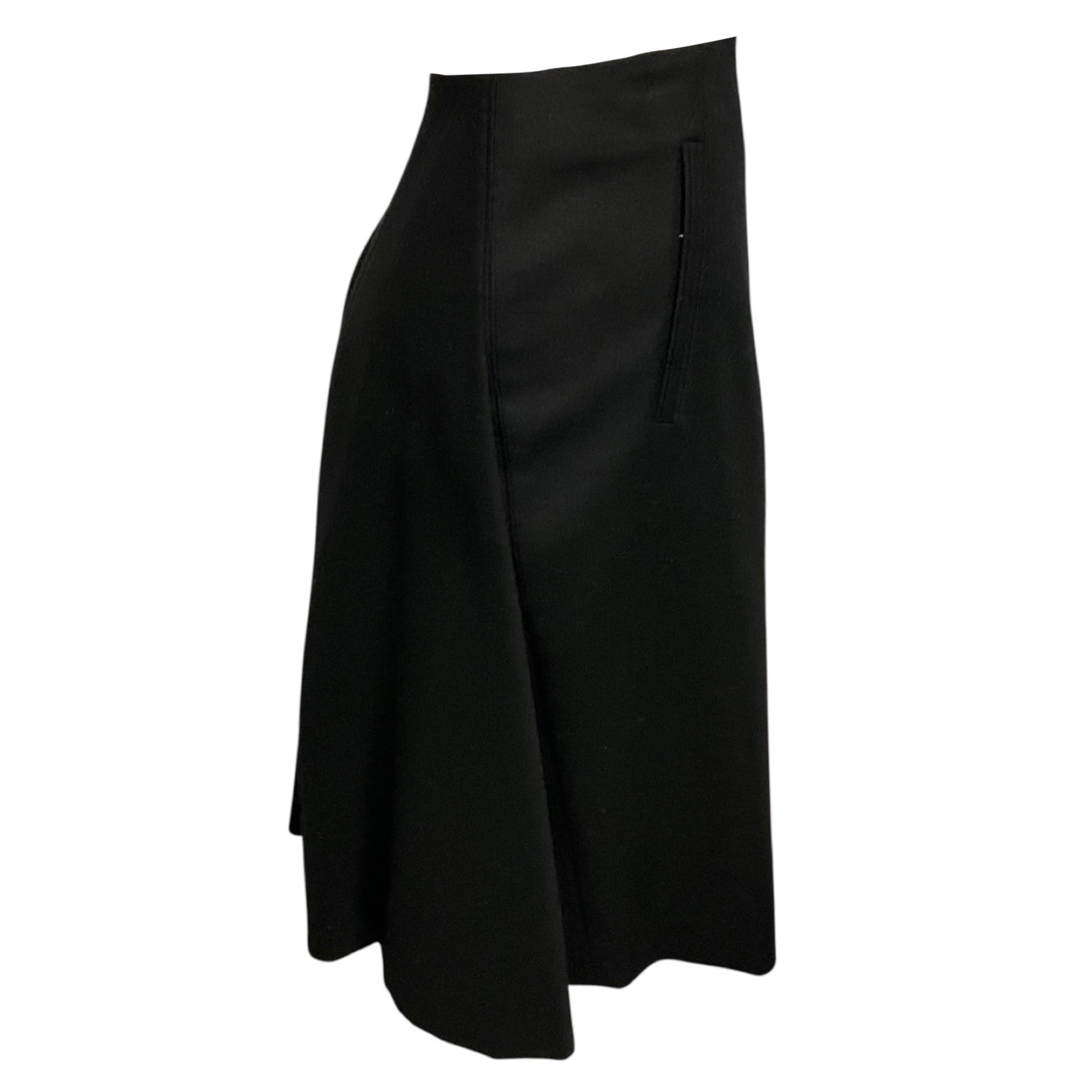 Hermes Black Wool and Cashmere Mid Length Skirt