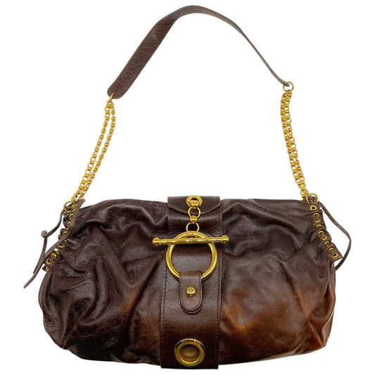 Marni Brown Leather Shoulder Bag with Gold Hardware