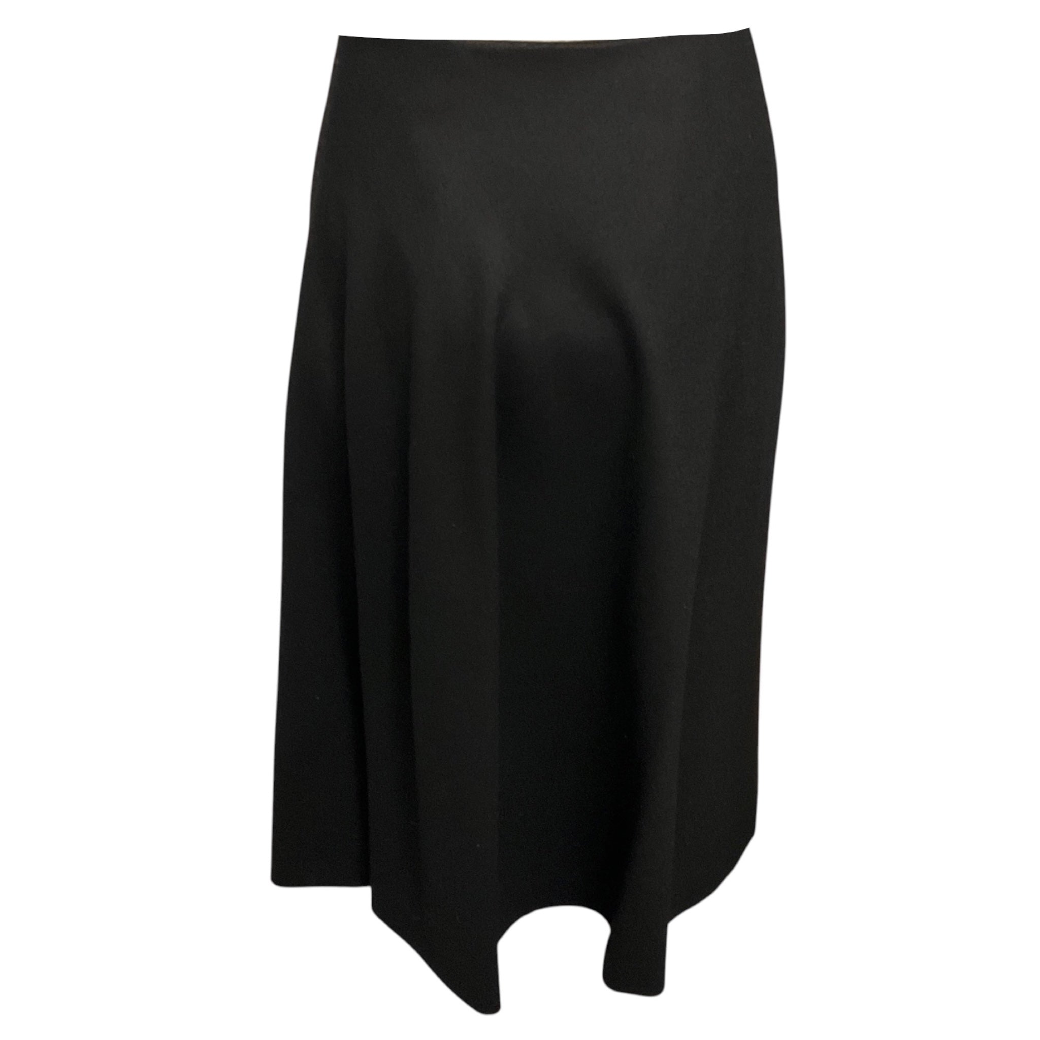 Hermes Black Wool and Cashmere Mid Length Skirt