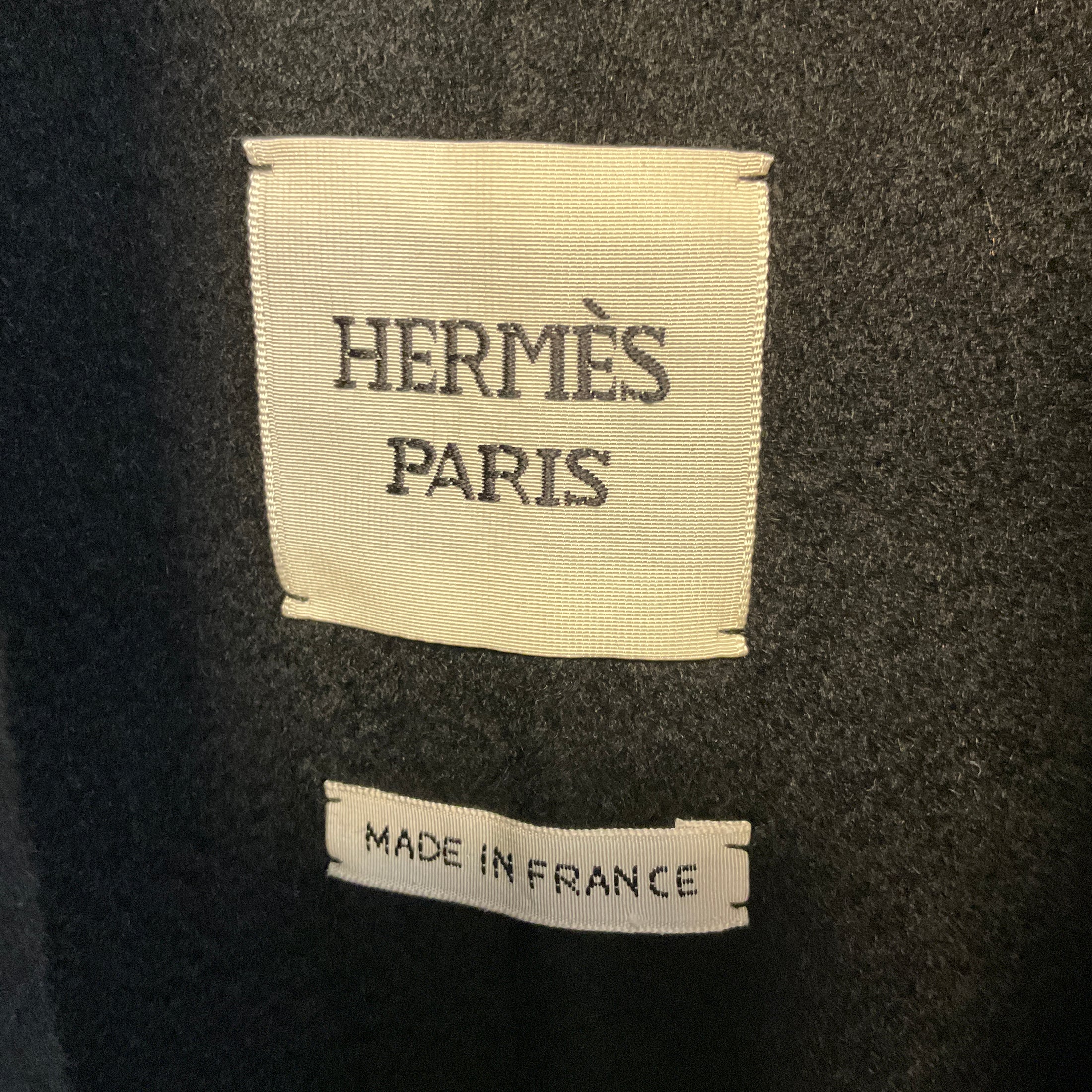 Hermes Black Short Sleeved Cashmere Coat with Lambskin Leather Details
