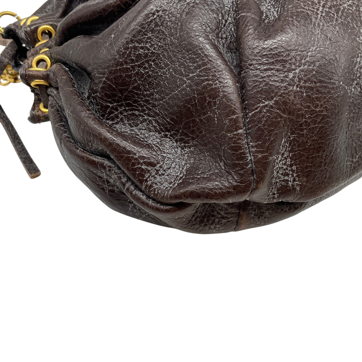 Marni Brown Leather Shoulder Bag with Gold Hardware