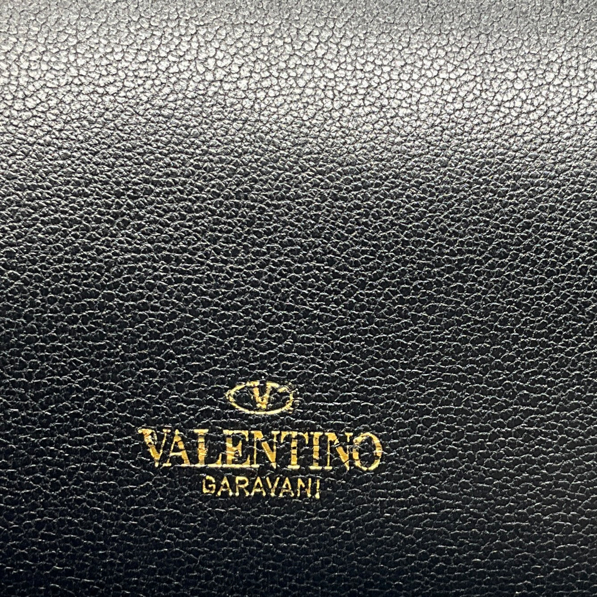 Valentino Black / Gold VLogo Leather Shoulder Bag with Rockstud Embellished Chain Strap