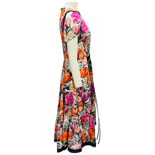 3.1 Phillip Lim Rose Multi Floral Collage Soft Tulip Sleeve Dress with Ruching