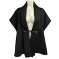Load image into Gallery viewer, Hermes Black Short Sleeved Cashmere Coat with Lambskin Leather Details
