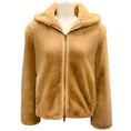 Load image into Gallery viewer, Vince Tan Hooded Zip-Front Faux Fur Jacket
