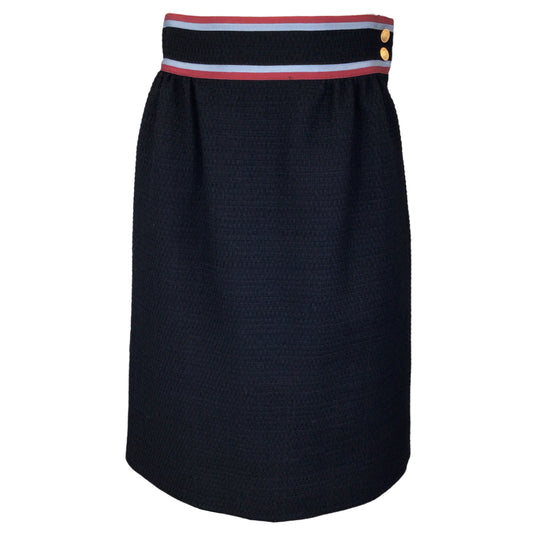 Gucci Black / Red / Blue 2019 Grosgrain Trimmed Tweed Skirt
