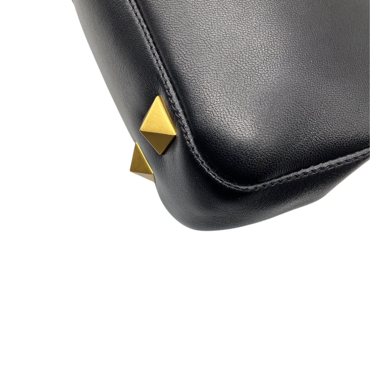 Valentino Black / Gold VLogo Leather Shoulder Bag with Rockstud Embellished Chain Strap