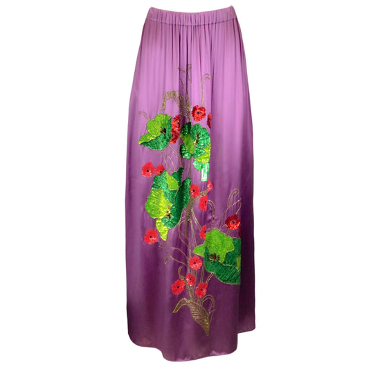 Gucci Purple Multi 2019 Sequined Silk Maxi Skirt