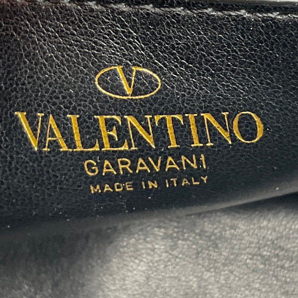 Valentino Black / Gold VLogo Leather Shoulder Bag with Rockstud Embellished Chain Strap