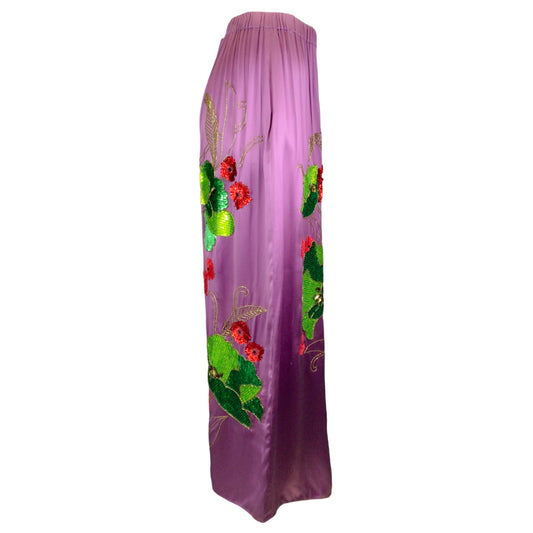 Gucci Purple Multi 2019 Sequined Silk Maxi Skirt