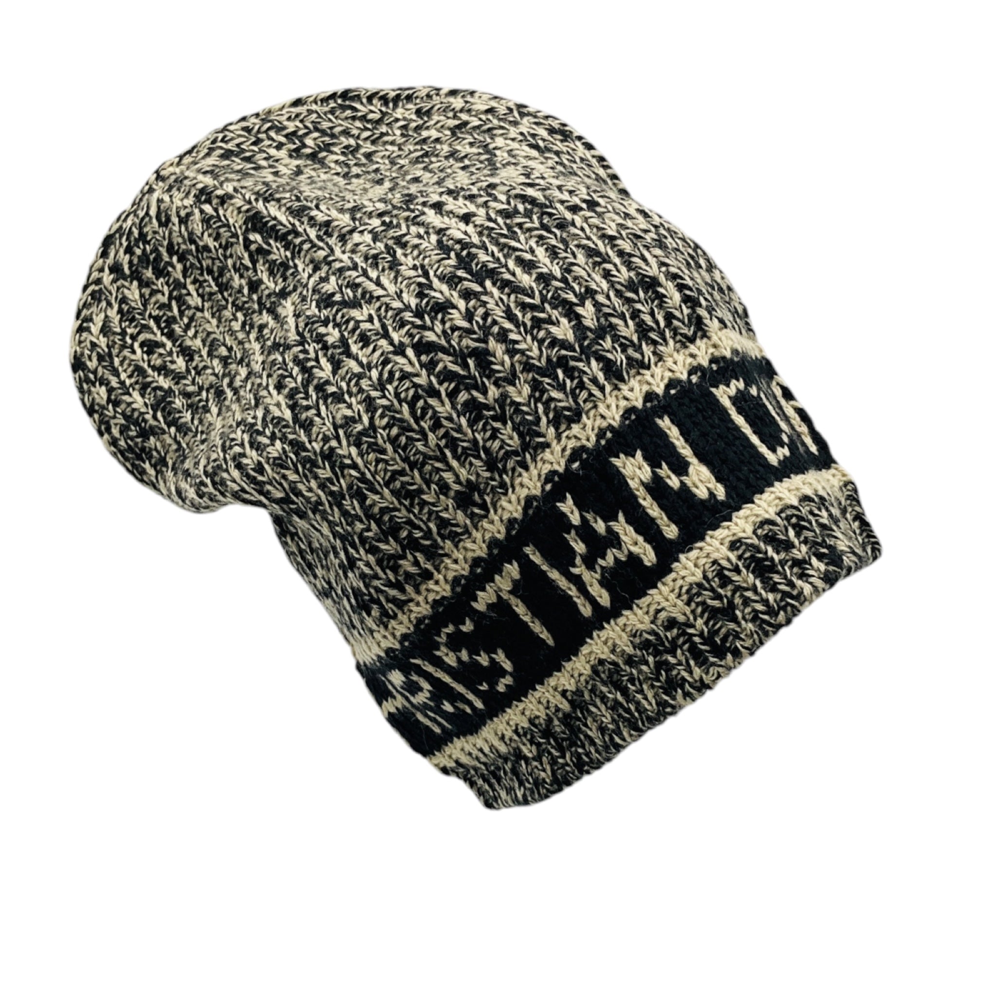 Christian Dior Beige / Black Wool and Cashmere Logo Knit Beanie