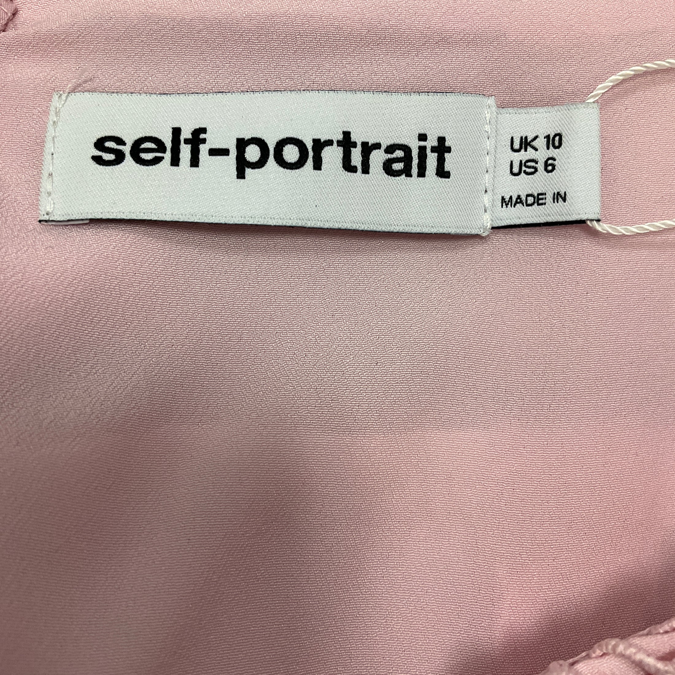Self-Portrait Pink Petal Lace Detail Short Sleeved Mini Dress