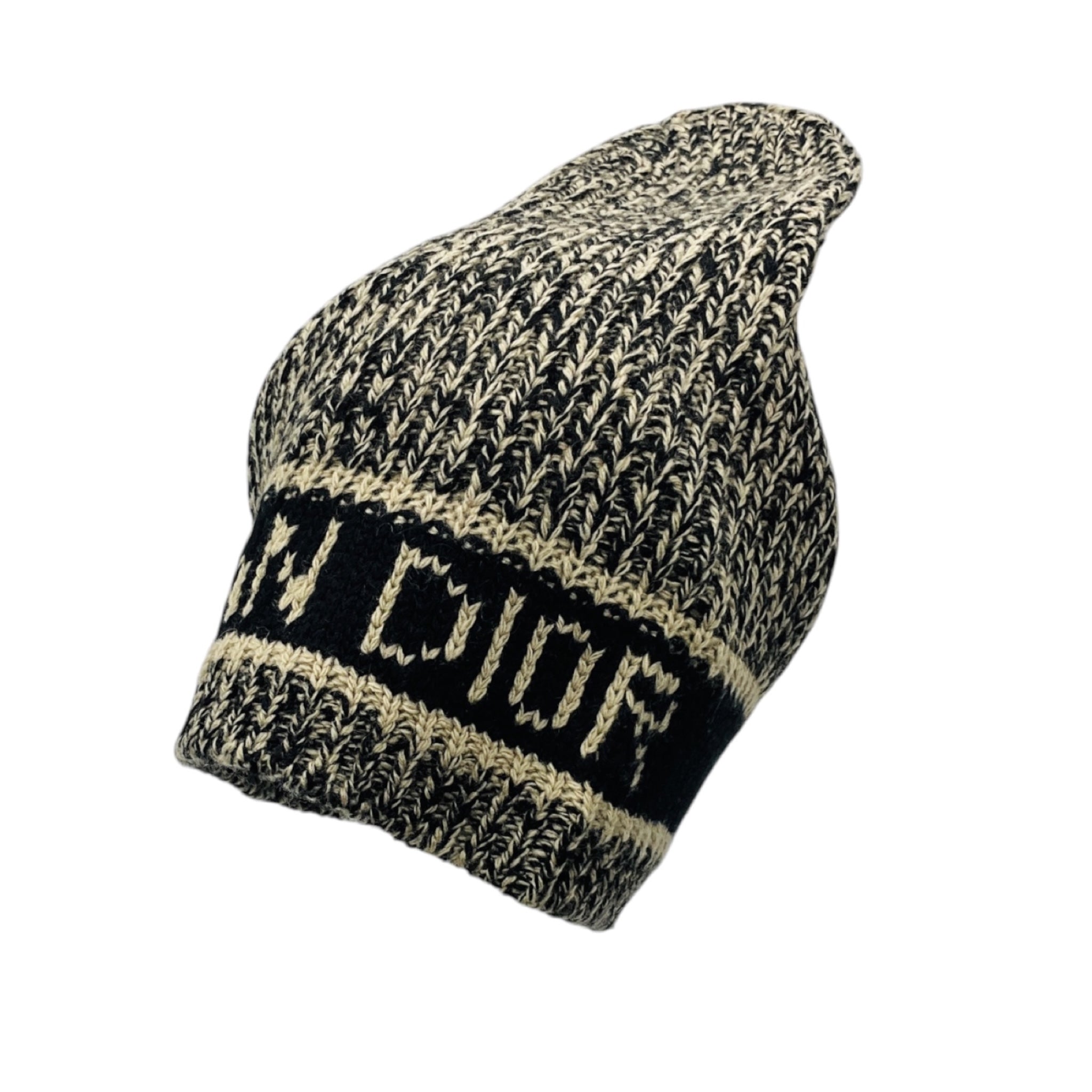 Christian Dior Beige / Black Wool and Cashmere Logo Knit Beanie