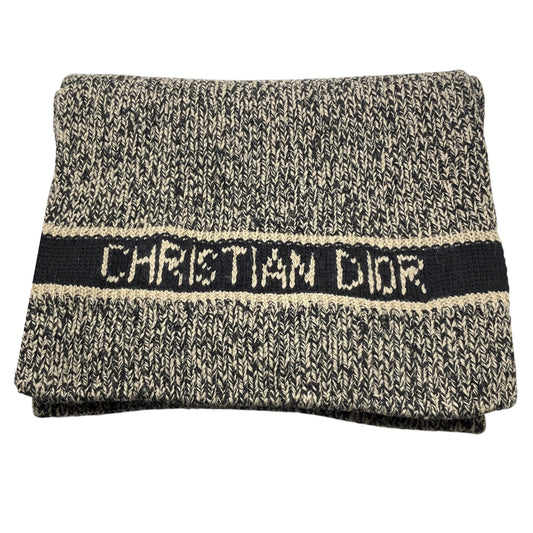 Christian Dior Beige / Brown Wool and Cashmere Logo Knit Long Scarf