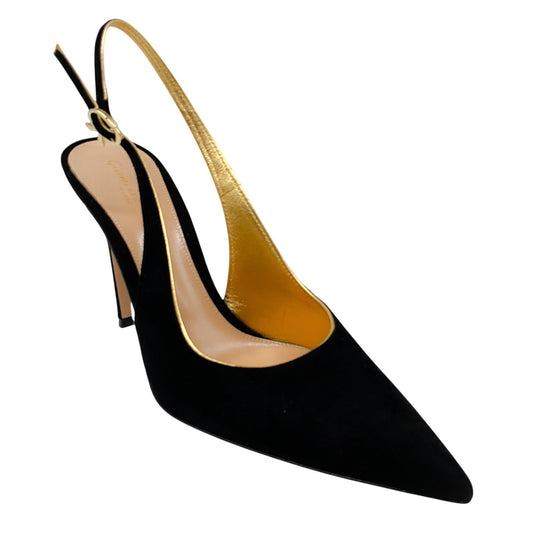 Gianvito Rossi Black Suede Yves Slingback Pumps
