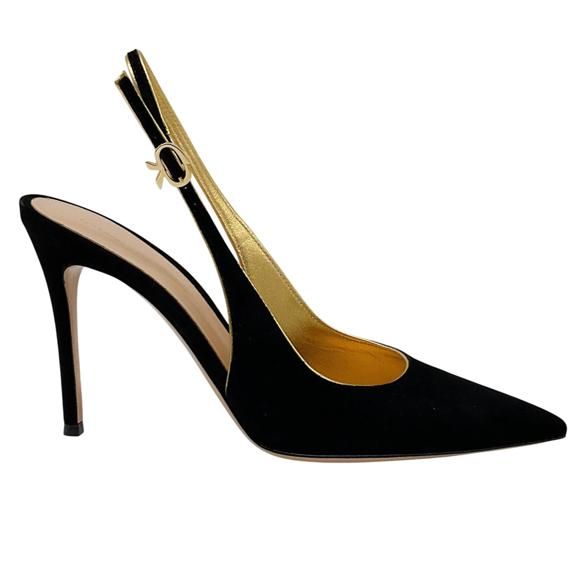Gianvito Rossi Black Suede Yves Slingback Pumps