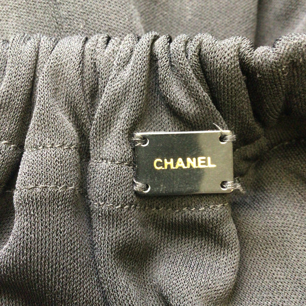 Chanel Black Vintage 2002 Drawstring Waist Crepe Skirt